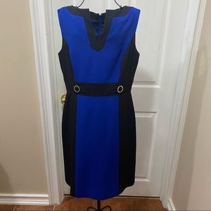 Tahari Arthur S. Levine blue and black dress